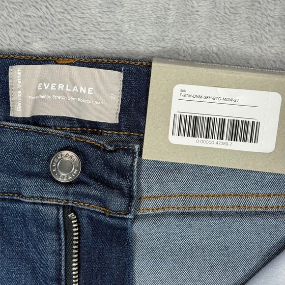 Everlane Women'The Authentic Stretch Slim Bootcut Jeana Indigo Wash Size 27 - Picture 5 of 11